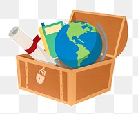 Education treasure chest png sticker, transparent background