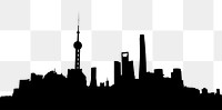 Shanghai silhouette png border, transparent background