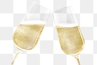 Clinking champagne png glasses sticker on transparent background