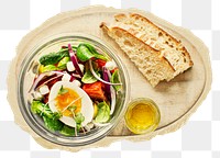 Breakfast salad png sticker, food torn paper, transparent background