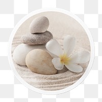 Zen stones png sticker, circle frame, transparent background