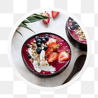 Acai bowl png sticker, healthy food in circle frame, transparent background