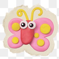 3D butterfly png sticker, ripped paper, transparent background