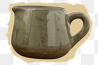 Jug png sticker, pottery torn paper, transparent background