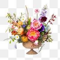 PNG colorful flower arrangement in vase