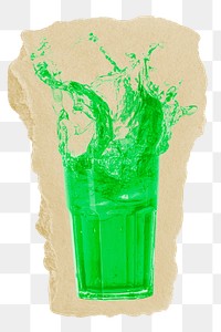 Green soda png splash sticker, soft drink, transparent background