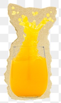 Orange juice png sticker, healthy drink torn paper, transparent background