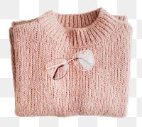 Png pink knitted sweater sticker, cute fashion transparent background