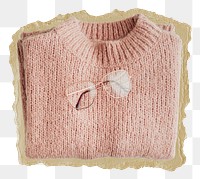 Png pink knitted sweater sticker, cute fashion torn paper, transparent background