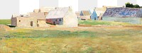 Breton Village png border, famous painting remixed by rawpixel, transparent background