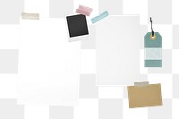 Png aesthetic mood board sticker, taped paper, transparent background