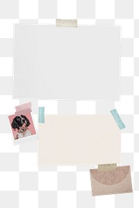 Png aesthetic mood board sticker, taped paper, transparent background