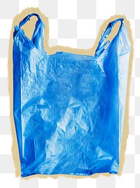 Plastic bag png sticker, blue package ripped paper, transparent background