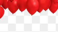 Red balloon png border, transparent background