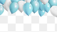 Blue balloon png border, transparent background