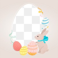 Oval Easter frame with bunny and eggs transparent png