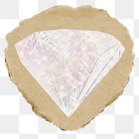 Holographic diamond png sticker, ripped paper on transparent background