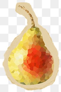 Blurry pear png sticker, ripped paper, transparent background