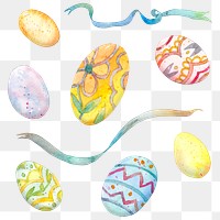 Png Easter Festival design element with egg and ribbon set