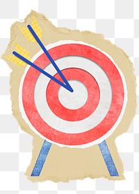 Dartboard png sticker, ripped paper, transparent background