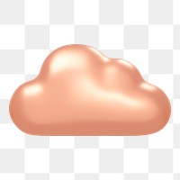 Cloud storage png icon sticker, rose gold 3D rendering, transparent background