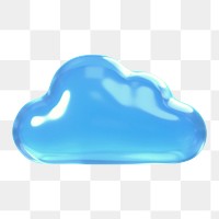 Cloud storage png icon sticker, 3D rendering, transparent background