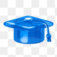 Graduation cap png icon sticker, 3D rendering, transparent background