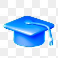 Graduation cap png icon sticker, 3D rendering, transparent background