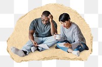 PNG Couple managing the debt, collage element, transparent background