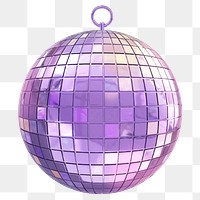 Purple disco png ball, 3D festive decoration illustration on transparent background