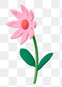 Aesthetic flower png sticker, pink 3D floral illustration on transparent background