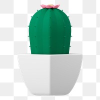 Cactus pot  png sticker, 3D plant illustration on transparent background