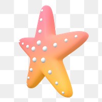 Starfish png sticker, marine life 3D cartoon, transparent background