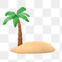 Coconut tree png sticker, tropical 3D cartoon transparent background