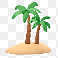 Coconut tree png sticker, tropical 3D cartoon transparent background