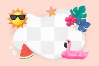 Tropical frame png, 3D summer & vacation, transparent background