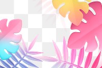 3D leaf png frame, colorful gradient botanical transparent background