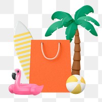 Shopping png sticker, summer 3D cartoon transparent background