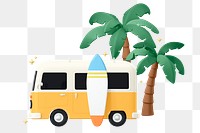 Van png sticker, vacation 3D cartoon transparent background