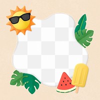 Summer frame png, 3D tropical vacation on transparent background