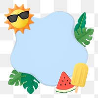 Summer frame png, 3D tropical vacation on transparent background