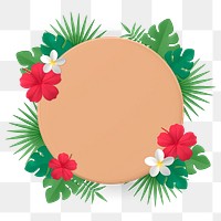 Tropical frame png, 3D flower, transparent background