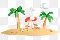 Beach chair png sticker, summer 3D cartoon transparent background