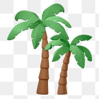 Coconut tree png sticker, tropical 3D cartoon transparent background