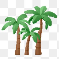 Coconut tree png sticker, tropical 3D cartoon transparent background