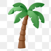 Coconut tree png sticker, tropical 3D cartoon transparent background