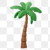 Coconut tree png sticker, tropical 3D cartoon transparent background