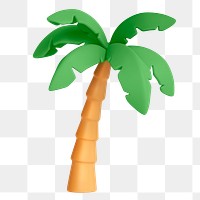 Coconut tree png sticker, tropical 3D cartoon transparent background