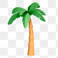 Coconut tree png sticker, tropical 3D cartoon transparent background