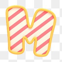 Cookie png sticker, M alphabet dessert 3D cartoon transparent background